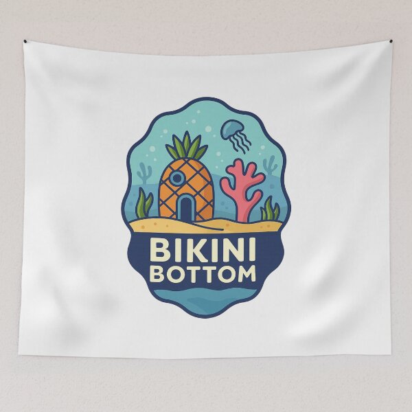 Item preview,  Pineapple House and Jellyfish – Bikini Bottom Seascape designed and sold by Aryabek.