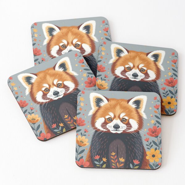 Item preview, Wide-eyed red panda amongst blooms designed and sold by Ponted.