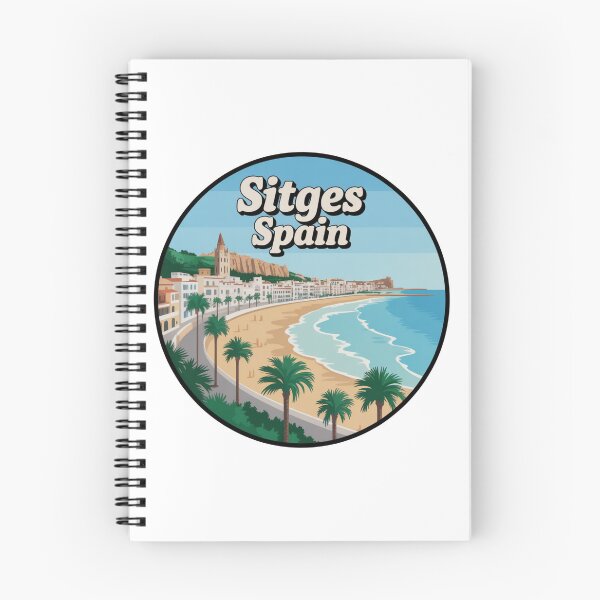 Item preview, Sitges Spain - Retro Travel Coastal Beach Design with Palm Trees, Mediterranean Souvenir Decal designed and sold by CircinusStore.