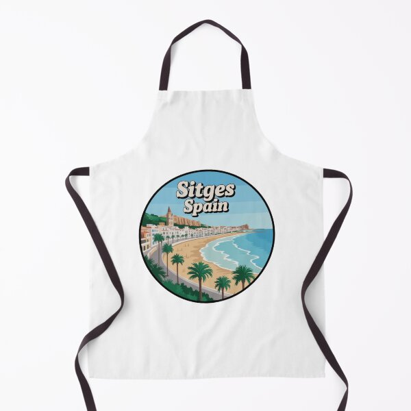 Item preview, Sitges Spain - Retro Travel Coastal Beach Design with Palm Trees, Mediterranean Souvenir Decal designed and sold by CircinusStore.