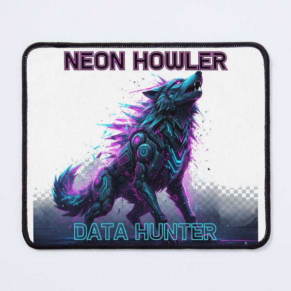 Item preview, Neon Howler – Cyberpunk Data Hunter Wolf designed and sold by ValeronPrints.