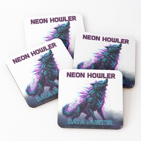 Item preview, Neon Howler – Cyberpunk Data Hunter Wolf designed and sold by ValeronPrints.