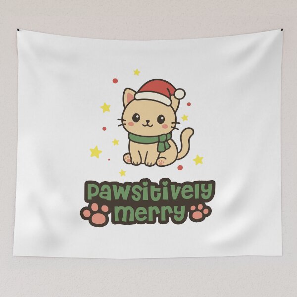 Item preview, Pawsitively Merry Christmas Cat Design designed and sold by DavidTeeStudio.