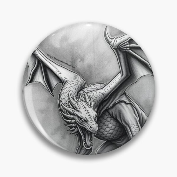 Item preview, Gothic Dragon Sketch – Roaring Dragon on Mountain Fantasy Art For Men designed and sold by HealerMoonHuntressDesigns.