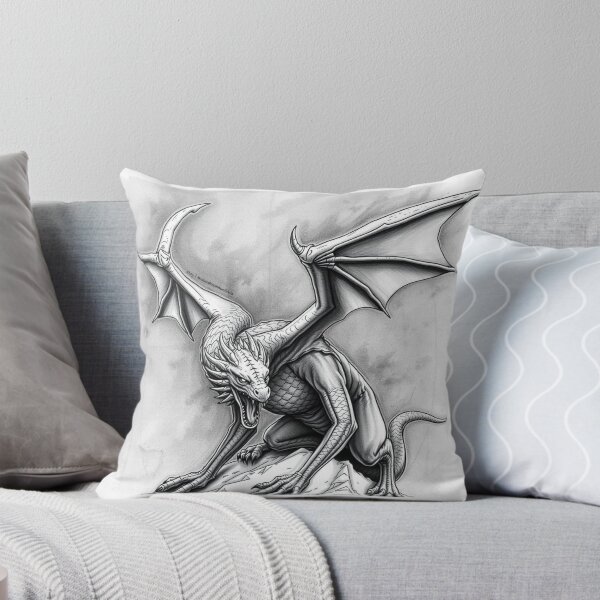 Item preview, Gothic Dragon Sketch – Roaring Dragon on Mountain Fantasy Art For Men designed and sold by HealerMoonHuntressDesigns.
