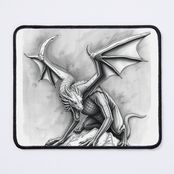 Item preview, Gothic Dragon Sketch – Roaring Dragon on Mountain Fantasy Art For Men designed and sold by HealerMoonHuntressDesigns.
