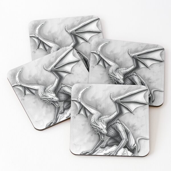 Item preview, Gothic Dragon Sketch – Roaring Dragon on Mountain Fantasy Art For Men designed and sold by HealerMoonHuntressDesigns.
