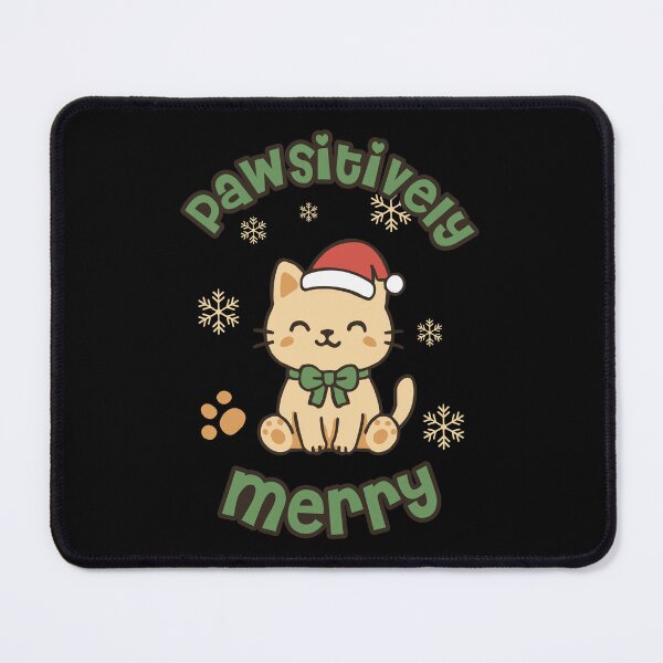 Item preview, Pawsitively Merry Cat Christmas Design with Snowflakes and Santa Hat designed and sold by DavidTeeStudio.