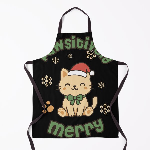 Item preview, Pawsitively Merry Cat Christmas Design with Snowflakes and Santa Hat designed and sold by DavidTeeStudio.