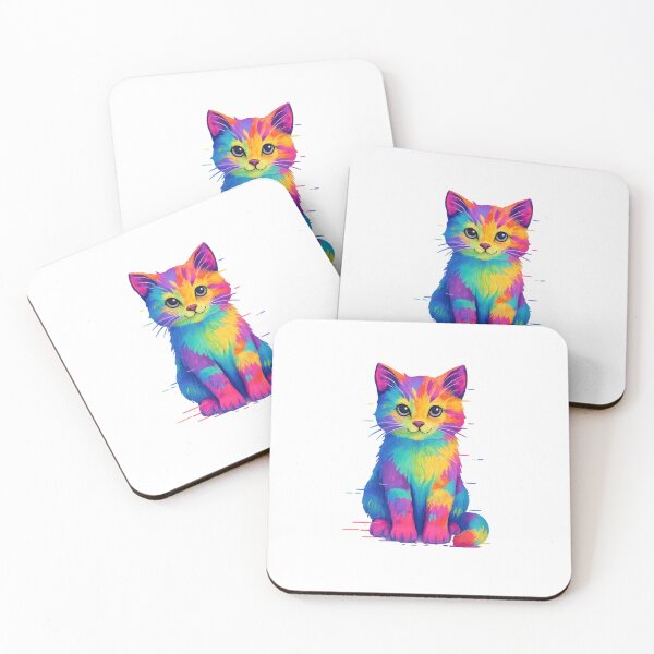 Item preview, “Rainbow Glitch Kitten – Pink Paws Sticker” designed and sold by Aucia.
