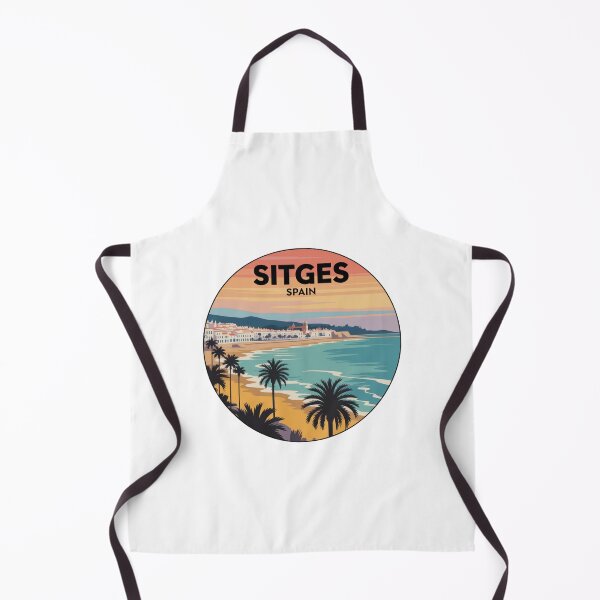Item preview, Sitges Spain - Retro Sunset Beach Art, Mediterranean Travel Decal, Spanish Coastal Town Souvenir, Palm Trees Ocean View designed and sold by CircinusStore.