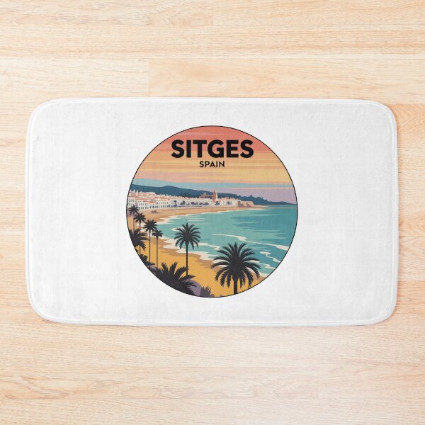 Item preview, Sitges Spain - Retro Sunset Beach Art, Mediterranean Travel Decal, Spanish Coastal Town Souvenir, Palm Trees Ocean View designed and sold by CircinusStore.