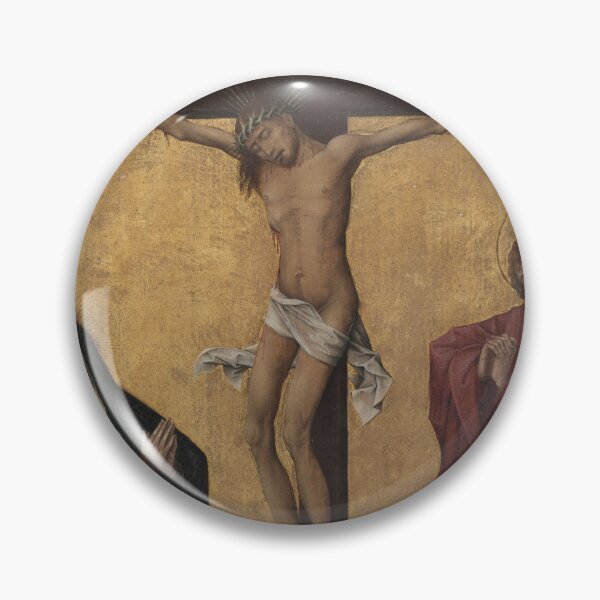 Artikelvorschau, Die Kreuzigung mit einem Kartäusermönch, um 1460. Werkstatt von Rogier van der Weyden (Flämisch, um 1399–1464). Öl und Gold auf Holz entworfen und verkauft von Vintage Designs +.
