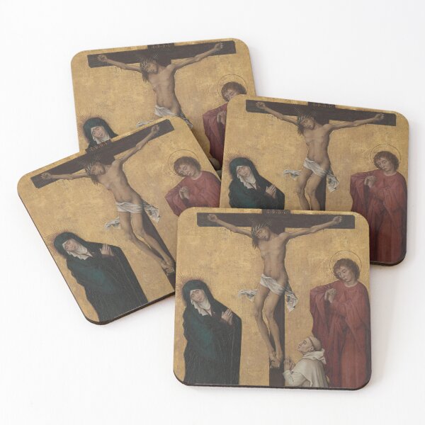 Item preview, The Crucifixion with a Carthusian Monk, c. 1460. Workshop of Rogier van der Weyden (Flemish, c. 1399–1464). Oil and gold on wood designed and sold by Vintage Designs +.