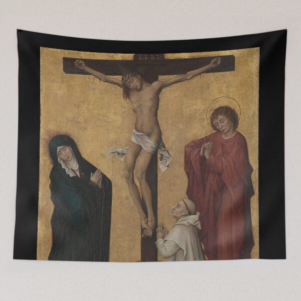 Item preview, The Crucifixion with a Carthusian Monk, c. 1460. Workshop of Rogier van der Weyden (Flemish, c. 1399–1464). Oil and gold on wood designed and sold by Vintage Designs +.