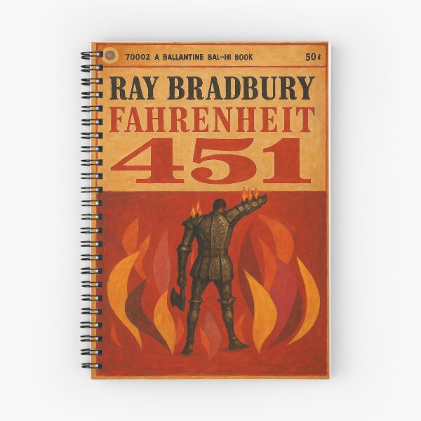 Item preview, Fahrenheit 451 Vintage Book Cover Art by Ray Bradbury designed and sold by booksnbobs.