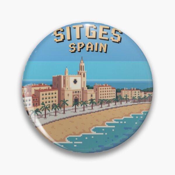 Item preview, Sitges Spain - Pixel Art Coastal Travel Design, Retro Mediterranean Beach Souvenir designed and sold by CircinusStore.