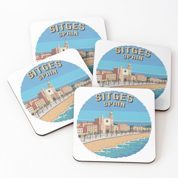 Item preview, Sitges Spain - Pixel Art Coastal Travel Design, Retro Mediterranean Beach Souvenir designed and sold by CircinusStore.