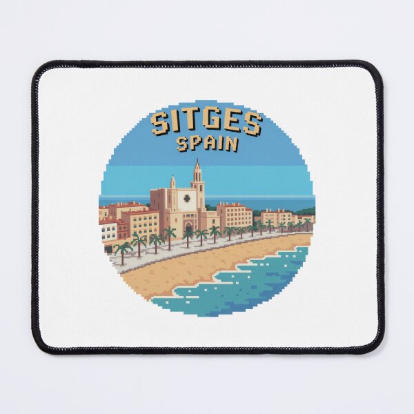 Item preview, Sitges Spain - Pixel Art Coastal Travel Design, Retro Mediterranean Beach Souvenir designed and sold by CircinusStore.