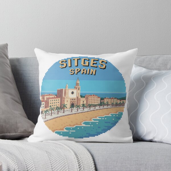 Item preview, Sitges Spain - Pixel Art Coastal Travel Design, Retro Mediterranean Beach Souvenir designed and sold by CircinusStore.