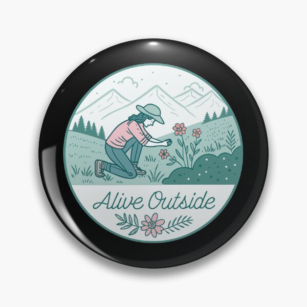 Item preview, Alive Outside – Minimalist Line Art Flower Picker | Pastel Mountain Meadow Outdoor Design designed and sold by VividOrganica.