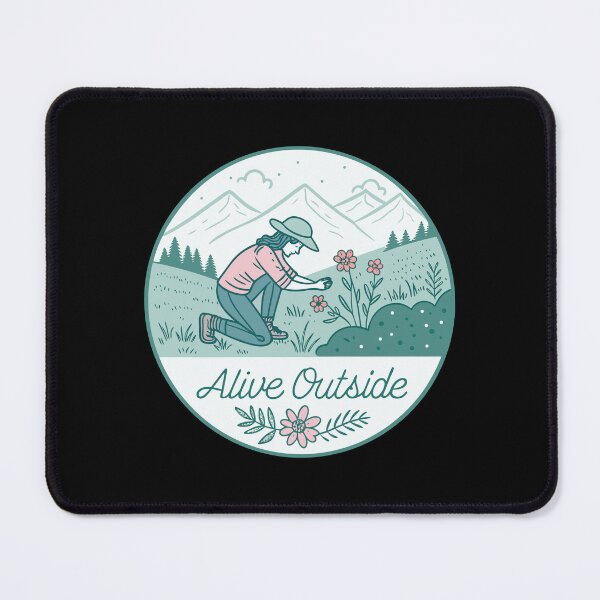 Item preview, Alive Outside – Minimalist Line Art Flower Picker | Pastel Mountain Meadow Outdoor Design designed and sold by VividOrganica.
