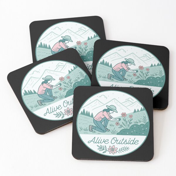 Item preview, Alive Outside – Minimalist Line Art Flower Picker  | Pastel Mountain Meadow Outdoor Design designed and sold by VividOrganica.