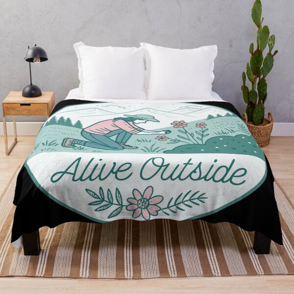 Item preview, Alive Outside – Minimalist Line Art Flower Picker  | Pastel Mountain Meadow Outdoor Design designed and sold by VividOrganica.