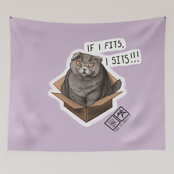 Item preview, If I Fits, I Sit Cat Sticker – Funny Feline Meme designed and sold by Made-by-Anxiety.