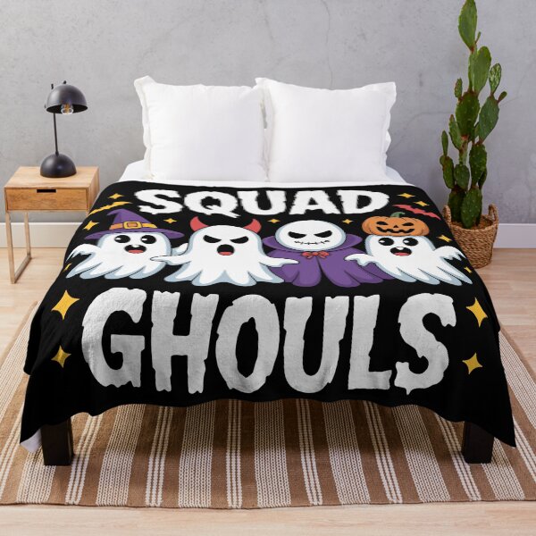 Item preview, Haunting Homies: Four cartoon ghosts, each rocking a different Halloween costume, witch hat, devil horns, vampire cape, and pumpkin mask, float together. For the Halloween Festive Season designed and sold by Grang Art Artistic Designs.