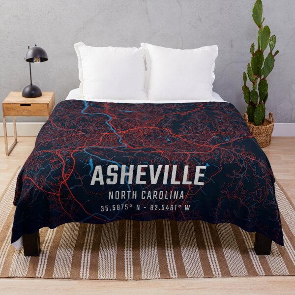 Item preview, Asheville Red & Blue Minimalist Map designed and sold by HomeLivingCo.