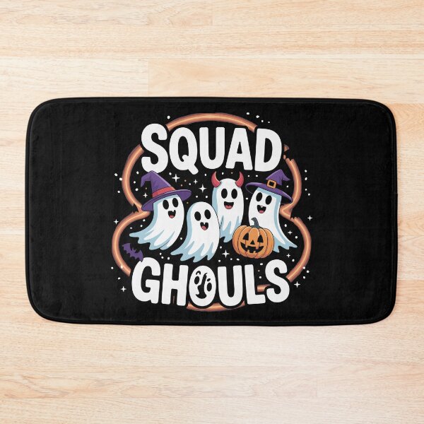 Item preview, The Spooky Posse: Four cartoon ghosts, each rocking a different Halloween costume, witch hat, devil horns, vampire cape, and pumpkin mask, float together. For the Halloween Festive Season designed and sold by Grang Art Artistic Designs.