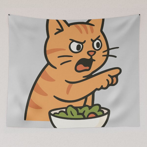 Item preview, Angry Cat Yelling at Salad Meme | Couple Designs | Silly Paws Studio designed and sold by SillyPawsStudio.