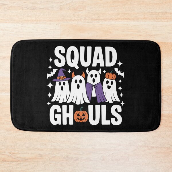 Item preview, The Haunting Huddle: Four cartoon ghosts, each rocking a different Halloween costume, witch hat, devil horns, vampire cape, and pumpkin mask, float together. For the Halloween Festive Season designed and sold by Grang Art Artistic Designs.