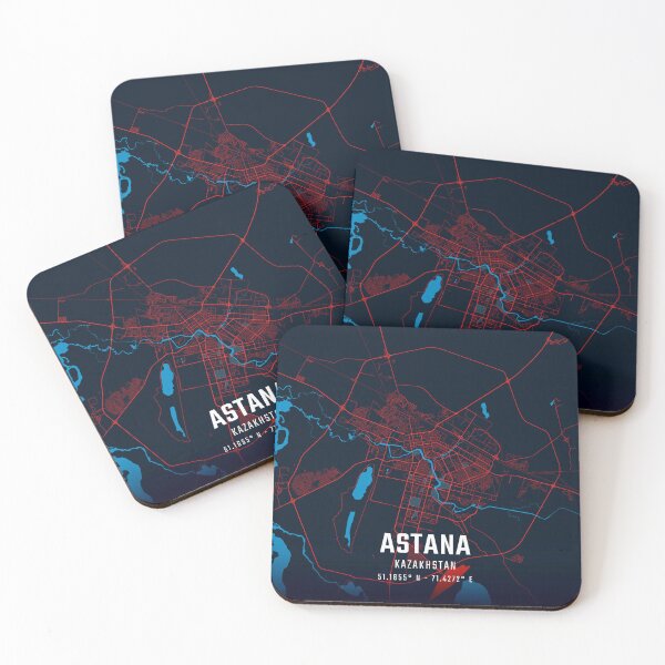 Item preview, Astana Red & Blue Minimalist Map designed and sold by HomeLivingCo.