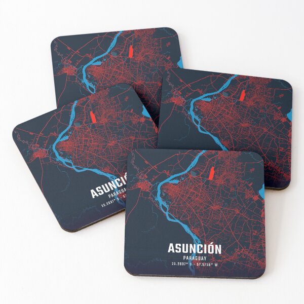 Item preview, Asunción Red & Blue Minimalist Map designed and sold by HomeLivingCo.