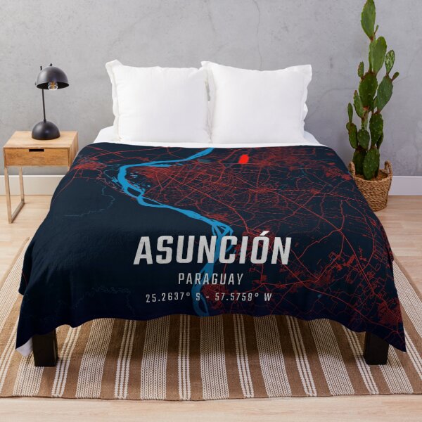 Item preview, Asunción Red & Blue Minimalist Map designed and sold by HomeLivingCo.