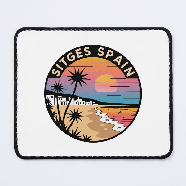 Item preview, Sitges Spain - Retro Sunset Beach Decal with Palm Trees and Mediterranean Coastline Travel Art Souvenir designed and sold by CircinusStore.