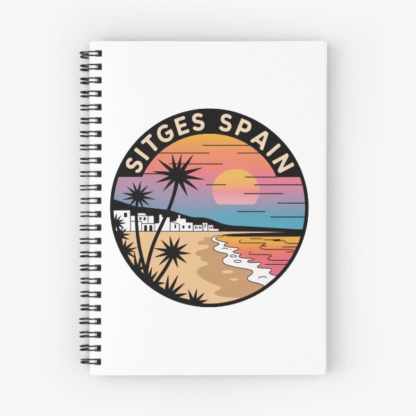 Item preview, Sitges Spain - Retro Sunset Beach Decal with Palm Trees and Mediterranean Coastline Travel Art Souvenir designed and sold by CircinusStore.
