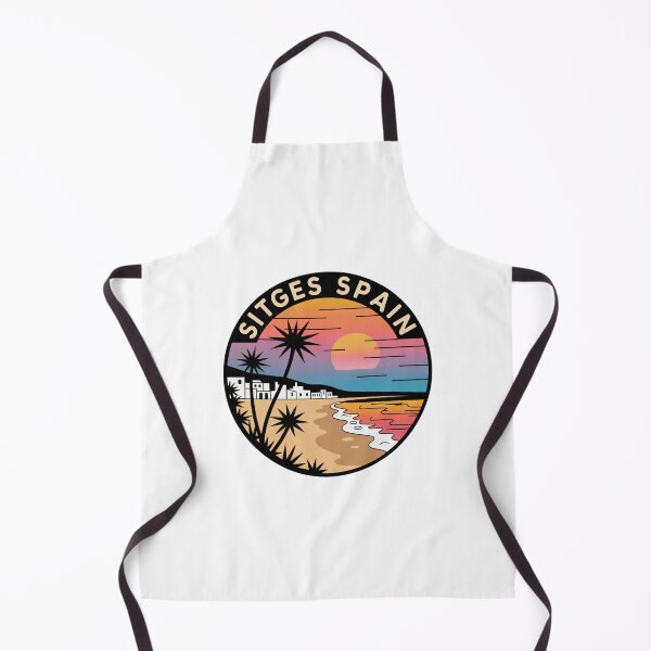 Item preview, Sitges Spain - Retro Sunset Beach Decal with Palm Trees and Mediterranean Coastline Travel Art Souvenir designed and sold by CircinusStore.