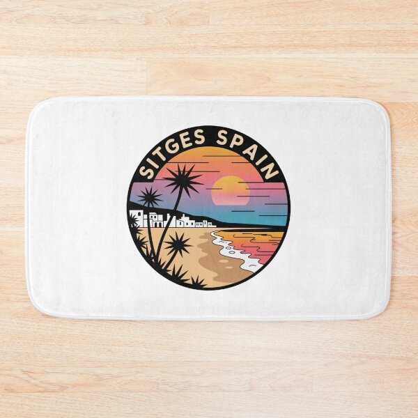 Item preview, Sitges Spain - Retro Sunset Beach Decal with Palm Trees and Mediterranean Coastline Travel Art Souvenir designed and sold by CircinusStore.