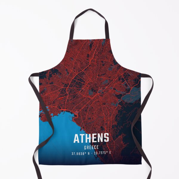 Item preview, Athens Red & Blue Minimalist Map designed and sold by HomeLivingCo.