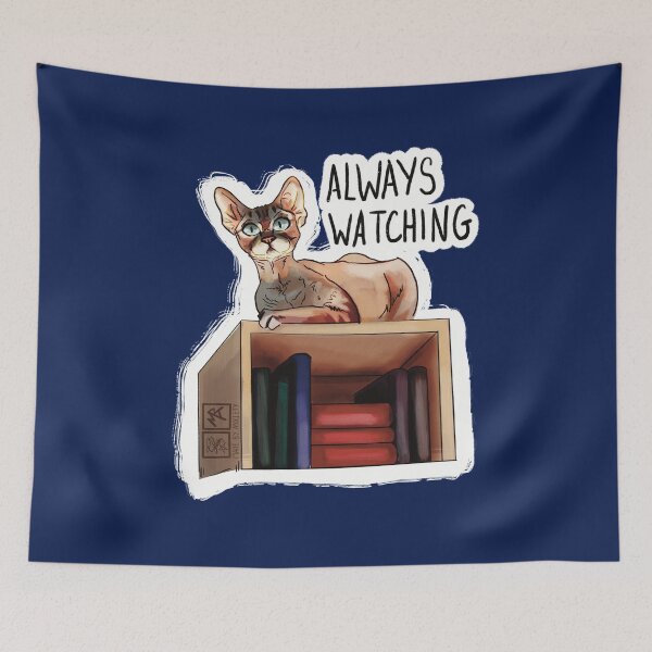 Item preview, Ceiling Goblin Devon Rex Cat Sticker – Funny Mischievous Cat Art designed and sold by Made-by-Anxiety.