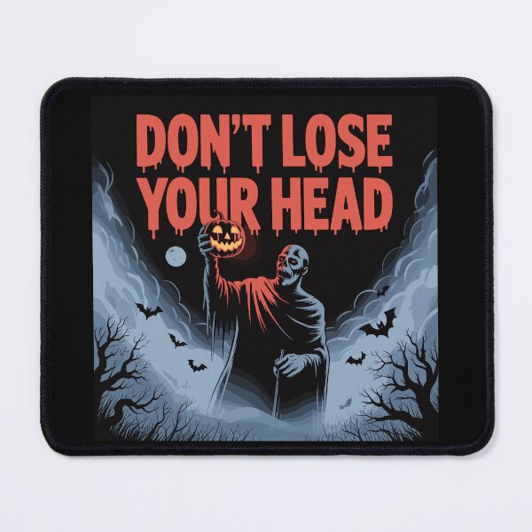Item preview, Headless Haunt: The Headless Horseman holds his glowing pumpkin head high, framed by gnarled trees, bats, and swirling fog. For the Halloween Festive Season designed and sold by Grang Art Artistic Designs.