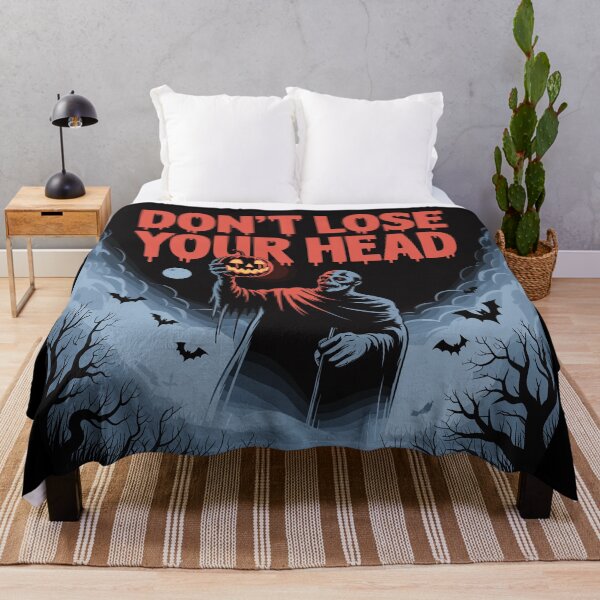 Item preview, Headless Haunt: The Headless Horseman holds his glowing pumpkin head high, framed by gnarled trees, bats, and swirling fog. For the Halloween Festive Season designed and sold by Grang Art Artistic Designs.