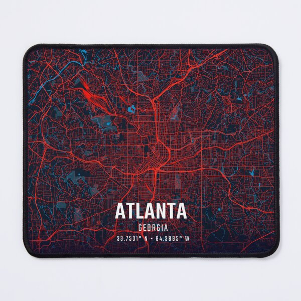 Item preview, Atlanta Red & Blue Minimalist Map designed and sold by HomeLivingCo.