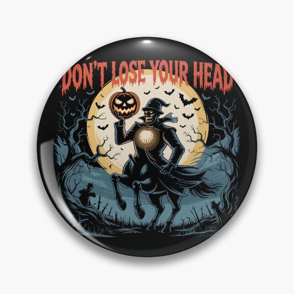 Item preview, The Pumpkin Hunter: The Headless Horseman holds his glowing pumpkin head high, framed by gnarled trees, bats, and swirling fog. For the Halloween Festive Season designed and sold by Grang Art Artistic Designs.