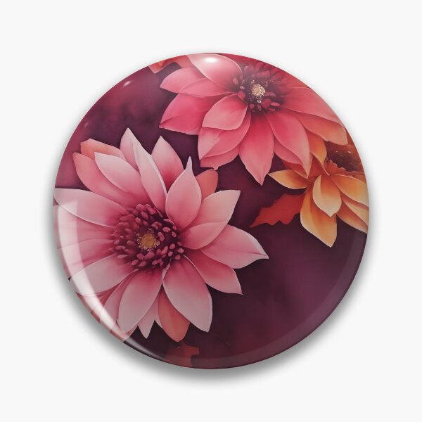 Item preview, Pinkish Orangish Fall Florals – Watercolor Flower Heads designed and sold by EmeraldeaArt.