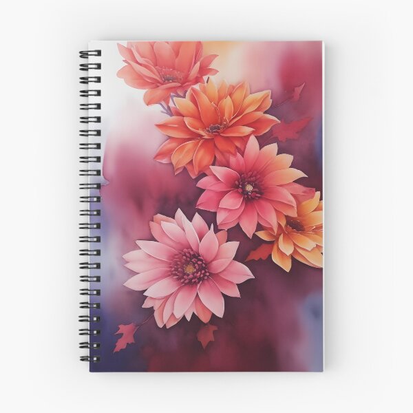 Item preview, Pinkish Orangish Fall Florals – Watercolor Flower Heads designed and sold by EmeraldeaArt.