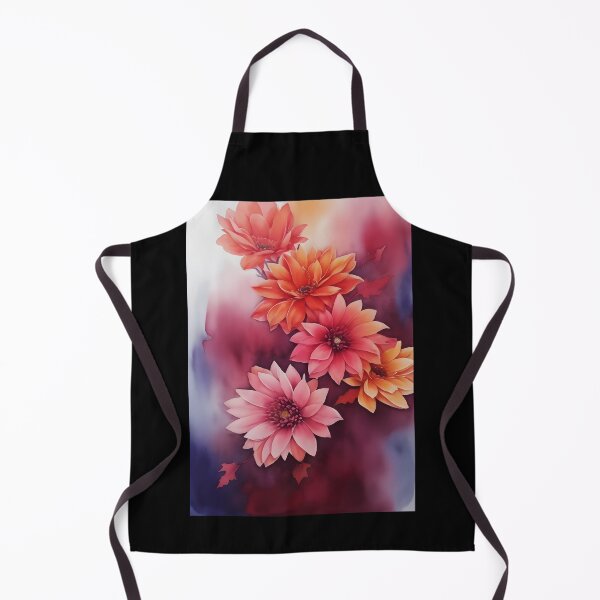 Item preview, Pinkish Orangish Fall Florals – Watercolor Flower Heads designed and sold by EmeraldeaArt.